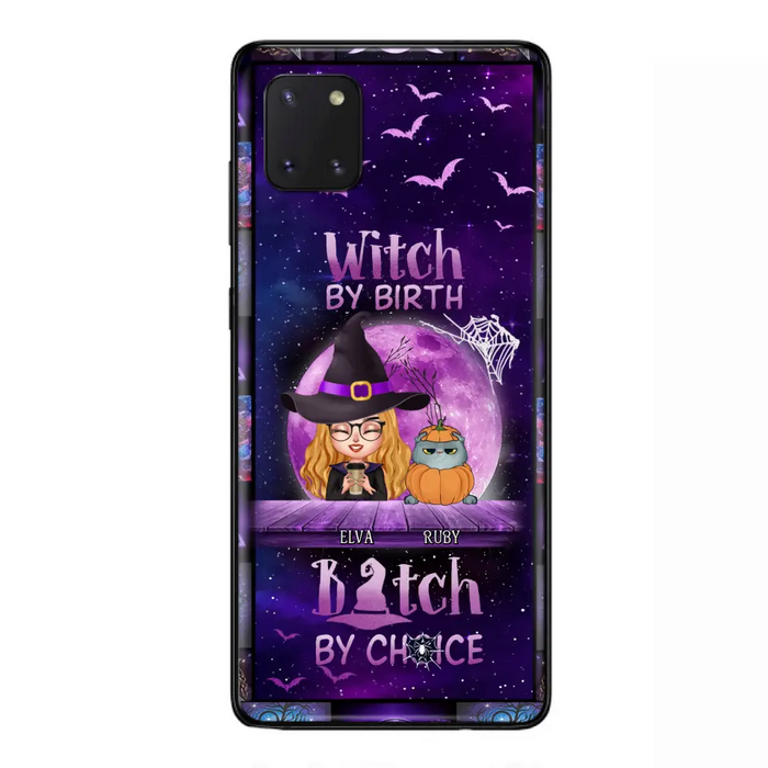 Custom Personalized Witch Phone Case - Gift Idea For Witch/ Dog/ Cat Lover - Upto 4 Pets - Witch By Birth - Case For iPhone/ Samsung