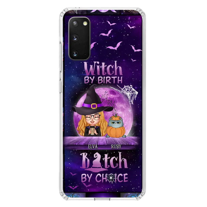 Custom Personalized Witch Phone Case - Gift Idea For Witch/ Dog/ Cat Lover - Upto 4 Pets - Witch By Birth - Case For iPhone/ Samsung