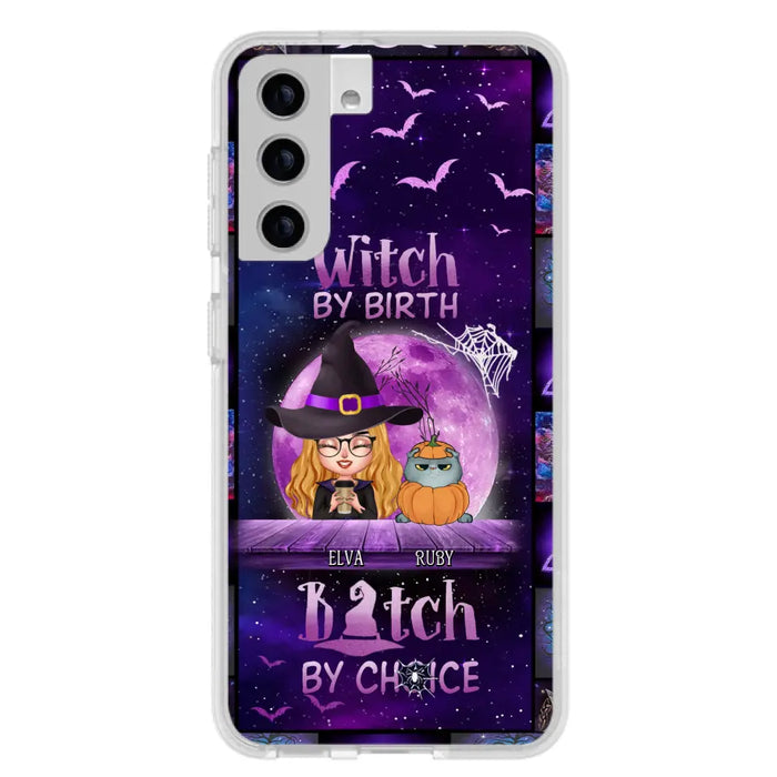 Custom Personalized Witch Phone Case - Gift Idea For Witch/ Dog/ Cat Lover - Upto 4 Pets - Witch By Birth - Case For iPhone/ Samsung