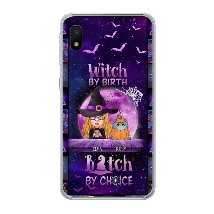 Custom Personalized Witch Phone Case - Gift Idea For Witch/ Dog/ Cat Lover - Upto 4 Pets - Witch By Birth - Case For iPhone/ Samsung