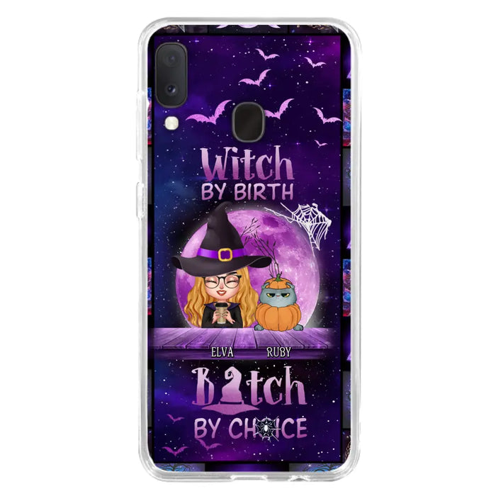 Custom Personalized Witch Phone Case - Gift Idea For Witch/ Dog/ Cat Lover - Upto 4 Pets - Witch By Birth - Case For iPhone/ Samsung