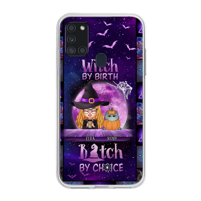 Custom Personalized Witch Phone Case - Gift Idea For Witch/ Dog/ Cat Lover - Upto 4 Pets - Witch By Birth - Case For iPhone/ Samsung