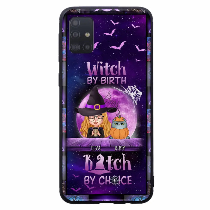 Custom Personalized Witch Phone Case - Gift Idea For Witch/ Dog/ Cat Lover - Upto 4 Pets - Witch By Birth - Case For iPhone/ Samsung