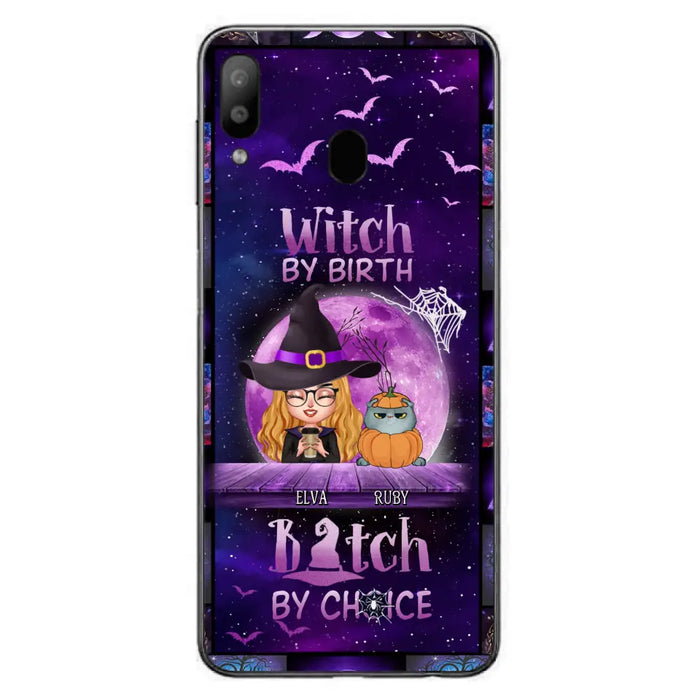 Custom Personalized Witch Phone Case - Gift Idea For Witch/ Dog/ Cat Lover - Upto 4 Pets - Witch By Birth - Case For iPhone/ Samsung