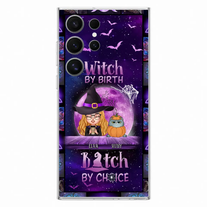 Custom Personalized Witch Phone Case - Gift Idea For Witch/ Dog/ Cat Lover - Upto 4 Pets - Witch By Birth - Case For iPhone/ Samsung