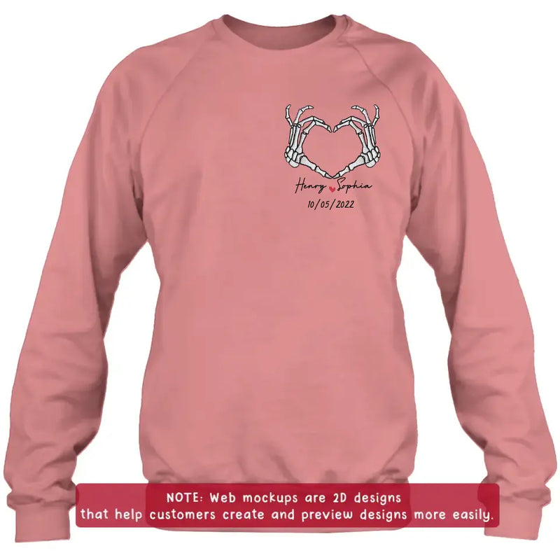 Personalized Skeleton Embroidered T-shirt/Sweater/Hoodie - Gift Idea For Couple