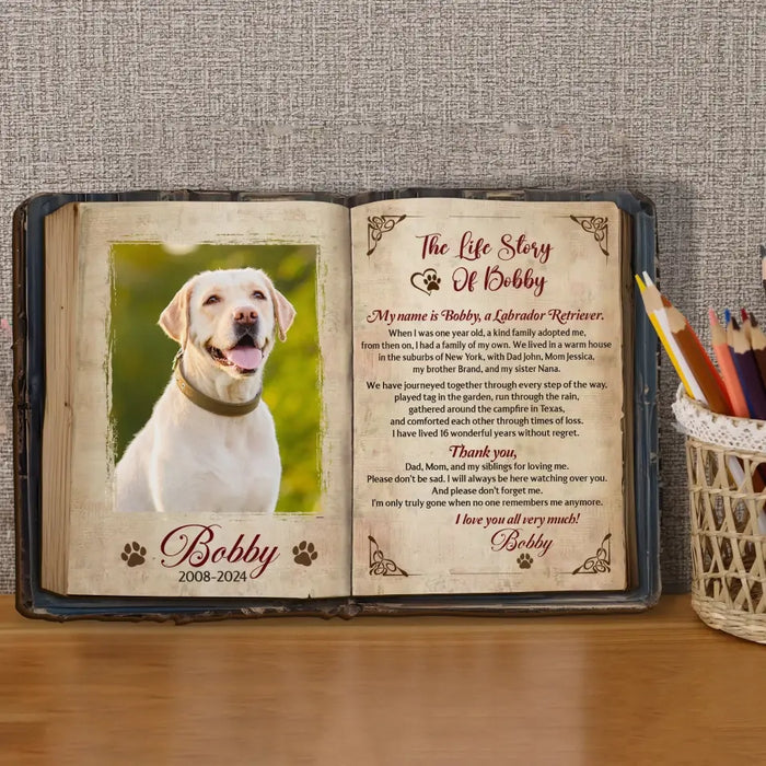 Custom Personalized The Life Story Of Dog 2 Layered Wooden Art - Custom Dog's Story And Photo - Memorial Gift Idea For Dog Lover