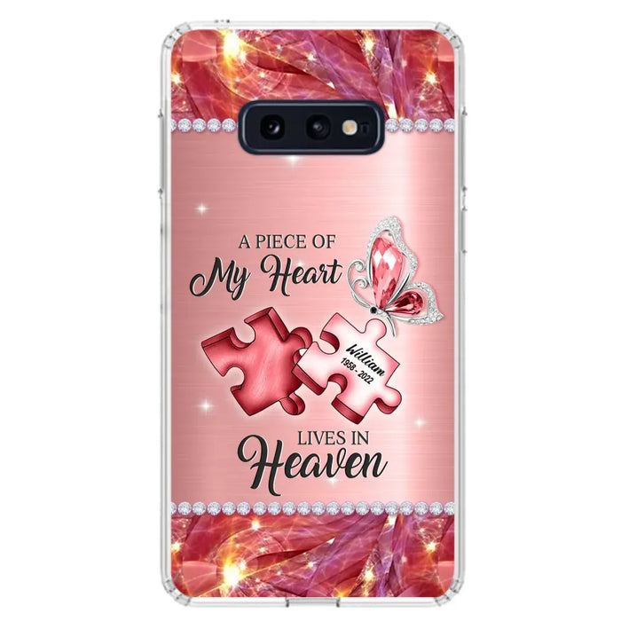 Custom Personalized Memorial Phone Case - Memorial Gift Idea for Father's Day -  A Piece Of My Heart Lives In Heaven - Case for iPhone/Samsung