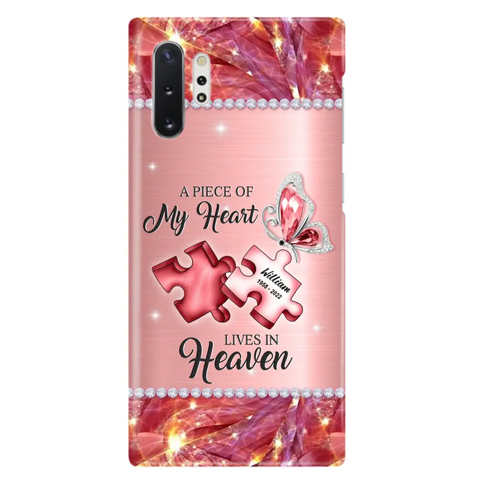 Custom Personalized Memorial Phone Case - Memorial Gift Idea for Father's Day -  A Piece Of My Heart Lives In Heaven - Case for iPhone/Samsung