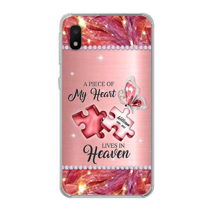 Custom Personalized Memorial Phone Case - Memorial Gift Idea for Father's Day -  A Piece Of My Heart Lives In Heaven - Case for iPhone/Samsung