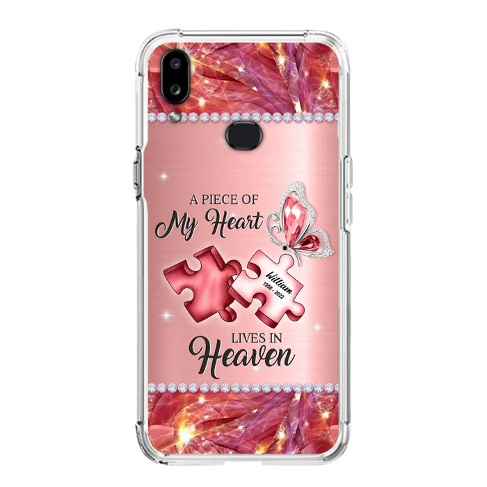 Custom Personalized Memorial Phone Case - Memorial Gift Idea for Father's Day -  A Piece Of My Heart Lives In Heaven - Case for iPhone/Samsung