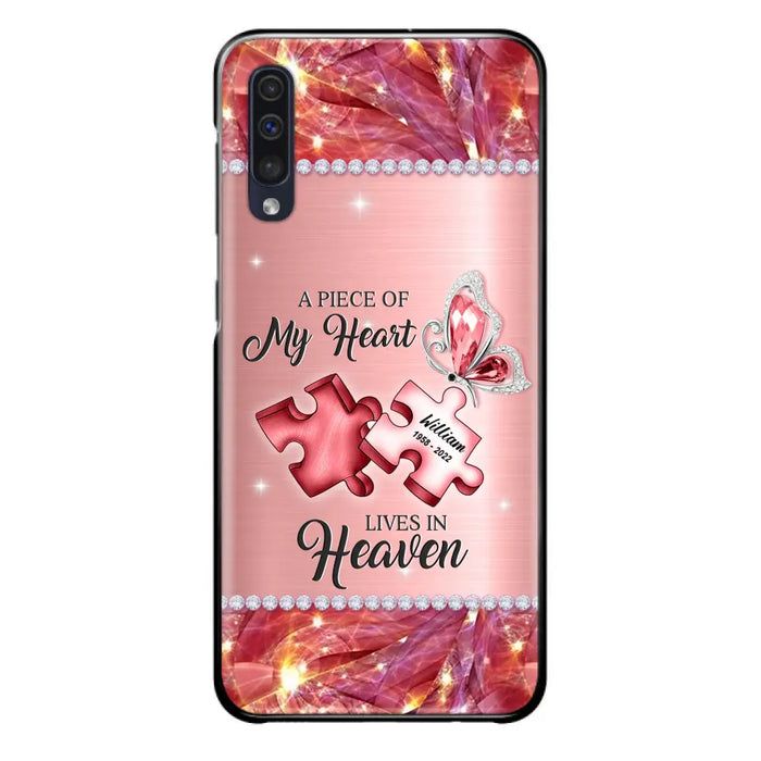 Custom Personalized Memorial Phone Case - Memorial Gift Idea for Father's Day -  A Piece Of My Heart Lives In Heaven - Case for iPhone/Samsung