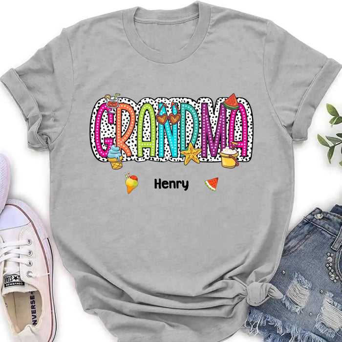 Custom Personalized Grandma Summer Dalmatian Dots T-shirt - Summer  Gift Idea From Kids to Gigi/ Grandma - Custom Names with up to 9 Kids