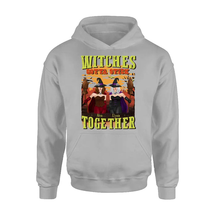 Custom Personalized Witch Besties T-shirt/ Long Sleeve/ Sweatshirt/ Hoodie - Halloween Gift Idea For Friends/ Besties/ Sisters - Witches Gotta Stick Together