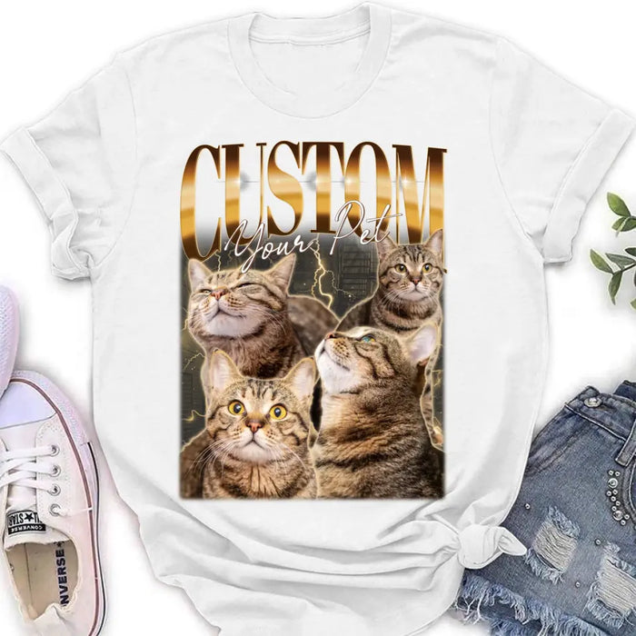 Custom Personalized Retro Vintage Hiphop Wear Custom Pet Photo T-shirt - Gift Idea For Pet Lover