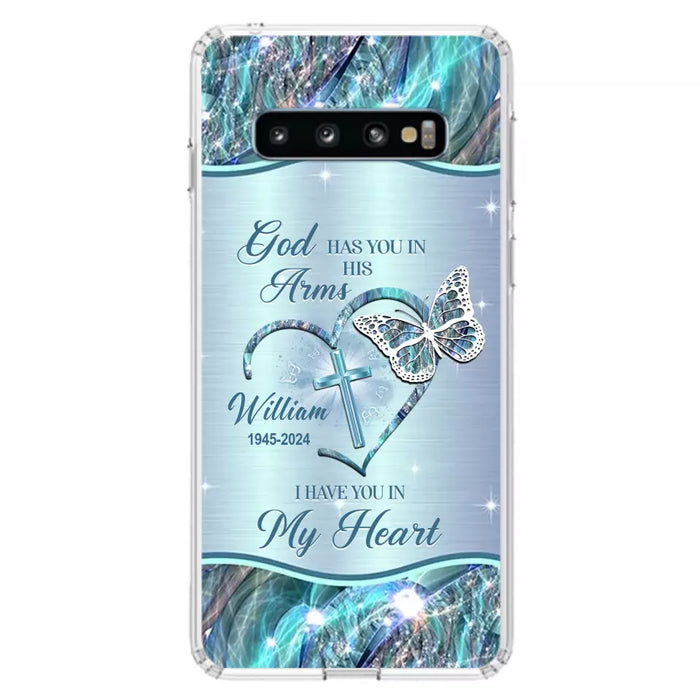 Custom Personalized Memorial Phone Case - Memorial Gift For Family Member - God Has You In His Arms I Have You In My Heart - Case For iPhone/ Samsung