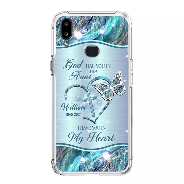 Custom Personalized Memorial Phone Case - Memorial Gift For Family Member - God Has You In His Arms I Have You In My Heart - Case For iPhone/ Samsung