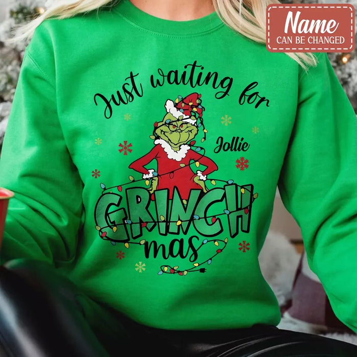 Custom Personalized Christmas AOP Sweater - Gift Idea For Friend/ Family Member - Just Waiting For Grinchmas