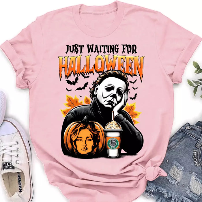 Custom Personalized Pumpkin Photo T-shirt - Upload Photo - Halloween Gift Idea - Just Waiting For Halloween