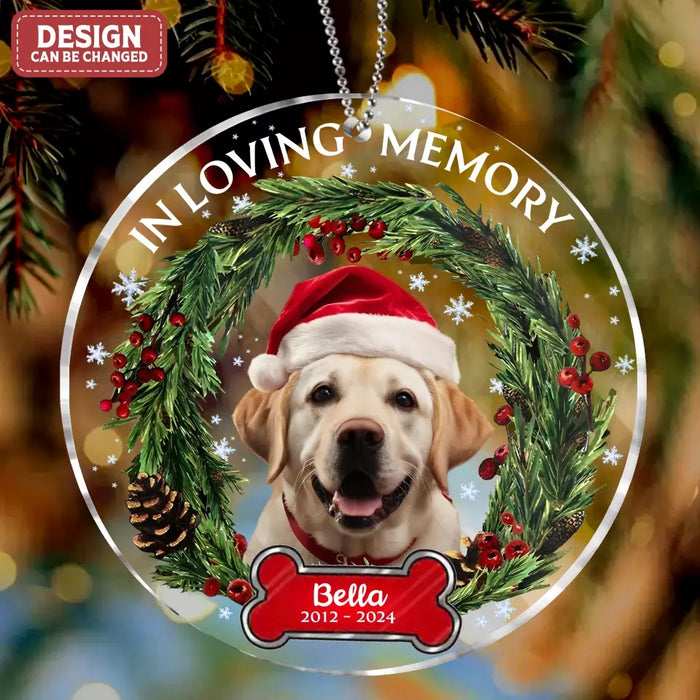 Custom Personalized Christmas Dog Acrylic Ornament - Upload Photo - Memorial Gift Idea For Dog Lover/ Christmas - In Loving Memory Of