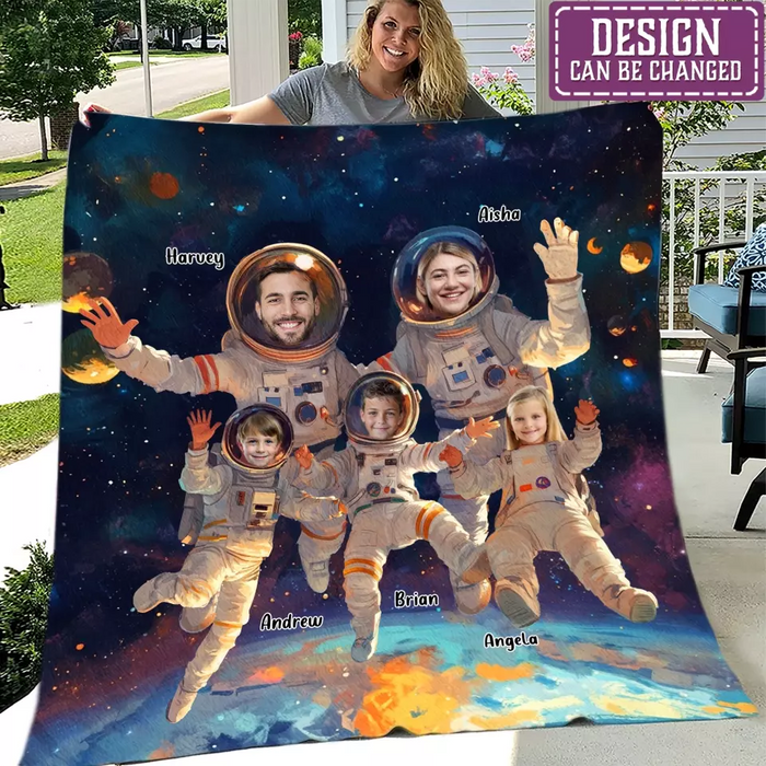 Custom Personalized Astronus Single Layer Fleece/ Quilt Blanket - Adult/ Couple/ Parents With Up to 5 Kid  - Upload Photo - Gift Idea For Family