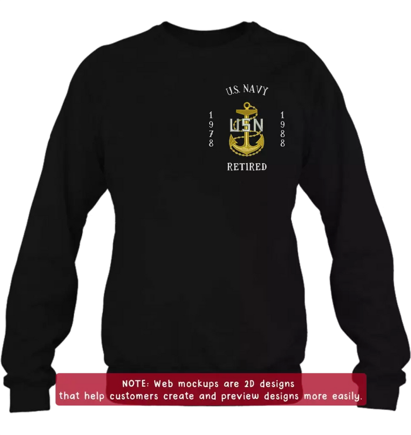 Personalized Veteran Retired Embroidered T-Shirt/Sweater/Hoodie - Father's Day Gift Idea for Veteran