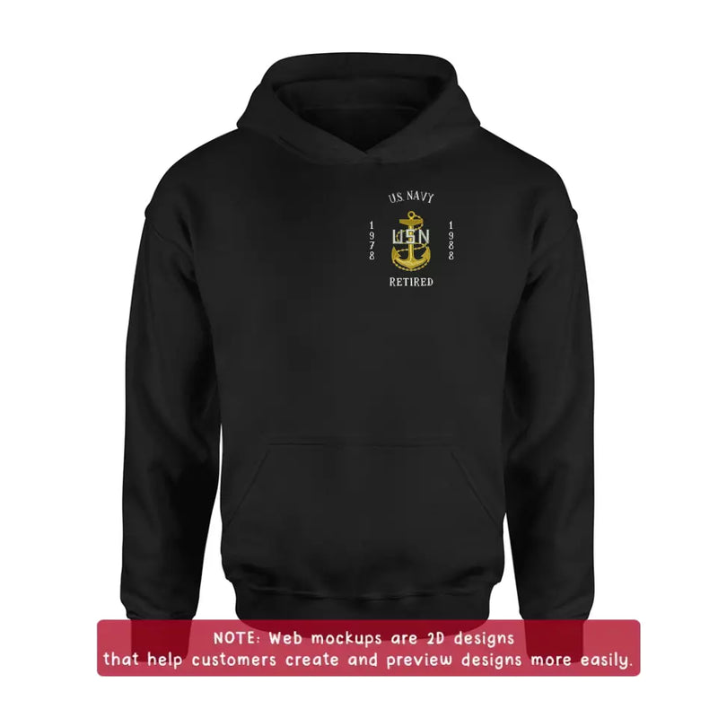 Personalized Veteran Retired Embroidered T-Shirt/Sweater/Hoodie - Father's Day Gift Idea for Veteran