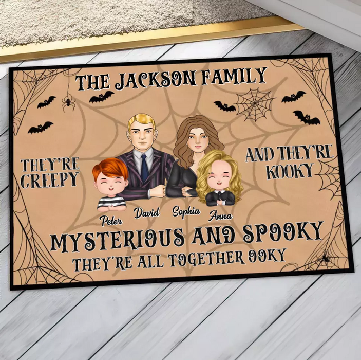 Custom Personalized Family Doormat - Halloween Gift Idea For Couple/ Family - Couple/ Parents With Kids - They're All Together Ooky