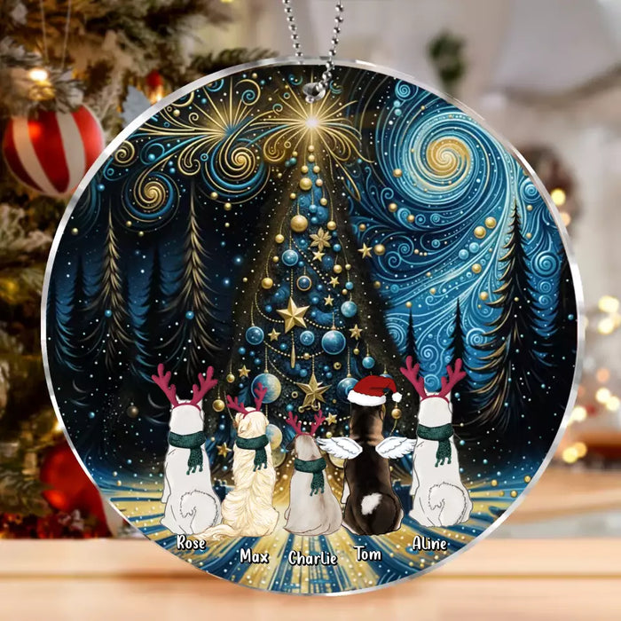 Custom Personalized Christmas Dog Acrylic Ornament - Upto 5 Dogs/ Cats - Christmas Gift Idea For Pet Lover