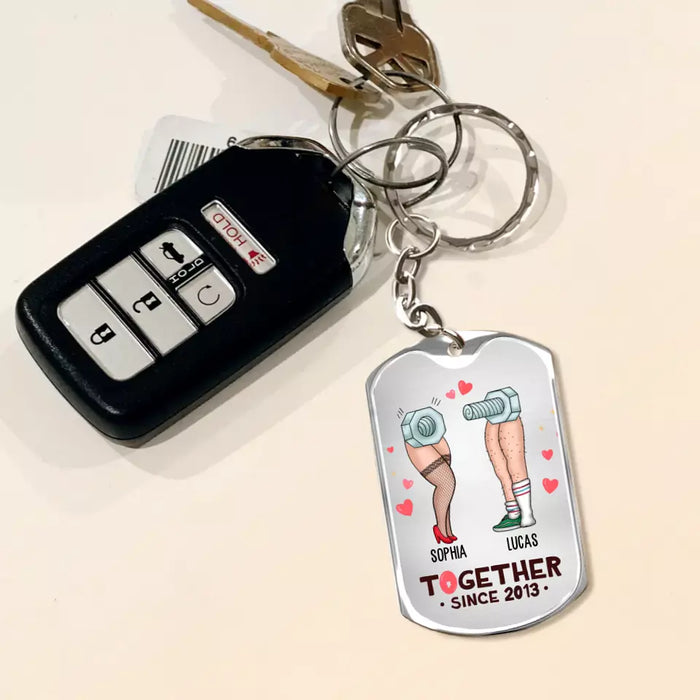 Custom Personalized Nut And Screw Couple Aluminium Keychain - Gift Idea For Couple/ Him And Her - After All Those Years, I'm "Steel" Nut About You