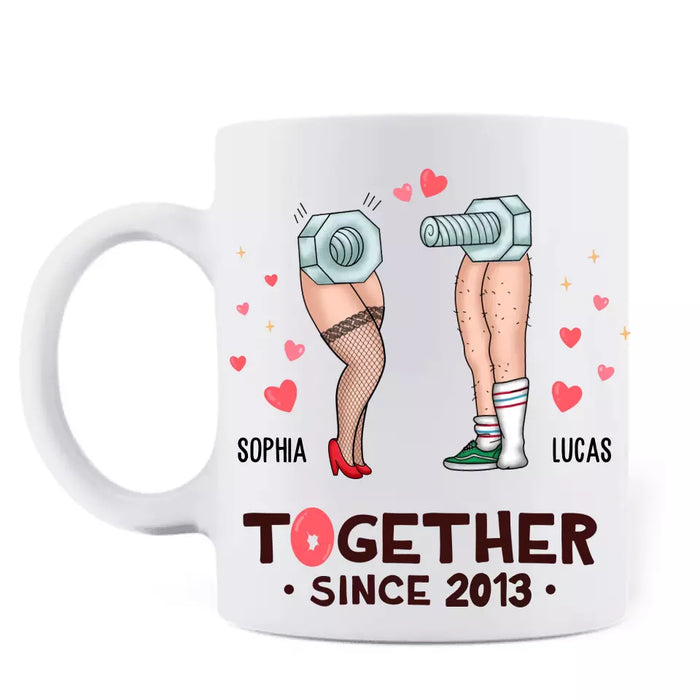 Custom Personalized Nut And Screw Couple Coffee Mug - Gift Idea For Couple/ Him And Her - After All Those Years, I'm "Steel" Nut About You