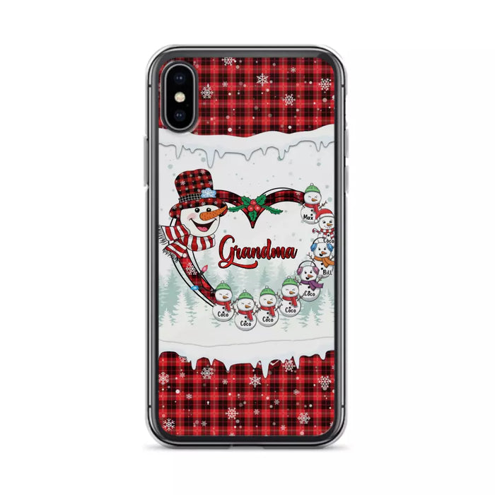 Custom Personalized Christmas Grandma Children Phone Case - Gift For Grandma/ Mom - Upto 8 Kids - Case For iPhone/ Samsung