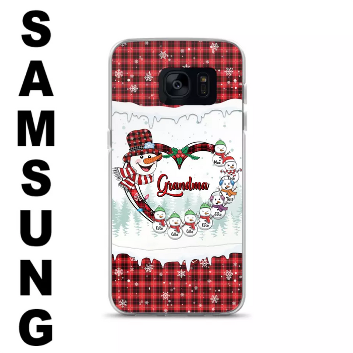 Custom Personalized Christmas Grandma Children Phone Case - Gift For Grandma/ Mom - Upto 8 Kids - Case For iPhone/ Samsung