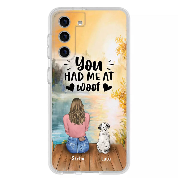 Custom Personalized Dog Mom Phone Case - Gifts For Dog Lovers With Upto 4 Dogs - You Had Me At Woof - Case For iPhone, Samsung