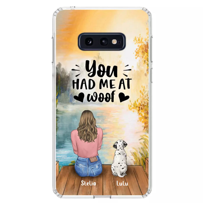 Custom Personalized Dog Mom Phone Case - Gifts For Dog Lovers With Upto 4 Dogs - You Had Me At Woof - Case For iPhone, Samsung