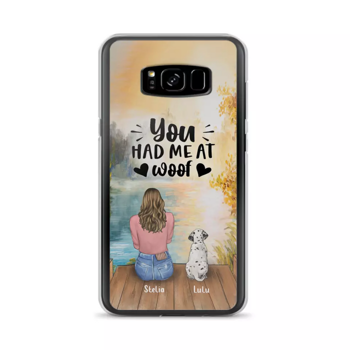 Custom Personalized Dog Mom Phone Case - Gifts For Dog Lovers With Upto 4 Dogs - You Had Me At Woof - Case For iPhone, Samsung