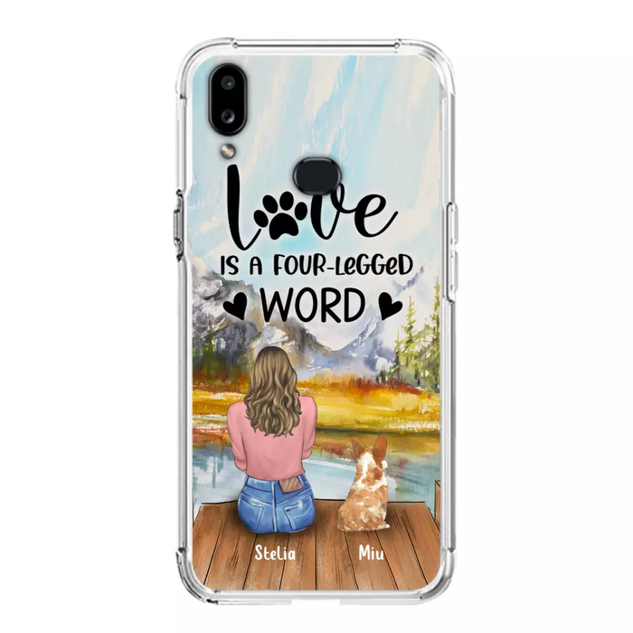 Custom Personalized Pet Mom/Pet Dad Phone Case - Gifts For Pet Lovers With Upto 4 Pets - Love Is A Four-Legged Word