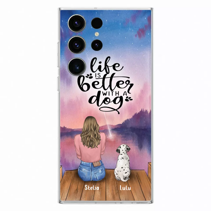 Custom Personalized Dog Mom Phone Case - Gifts For Dog Lovers With Upto 4 Dogs - Life Is Better With A Dog - Case For iPhone, Samsung And Xiaomi