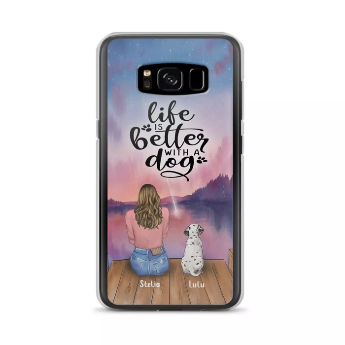 Custom Personalized Dog Mom Phone Case - Gifts For Dog Lovers With Upto 4 Dogs - Life Is Better With A Dog - Case For iPhone, Samsung And Xiaomi