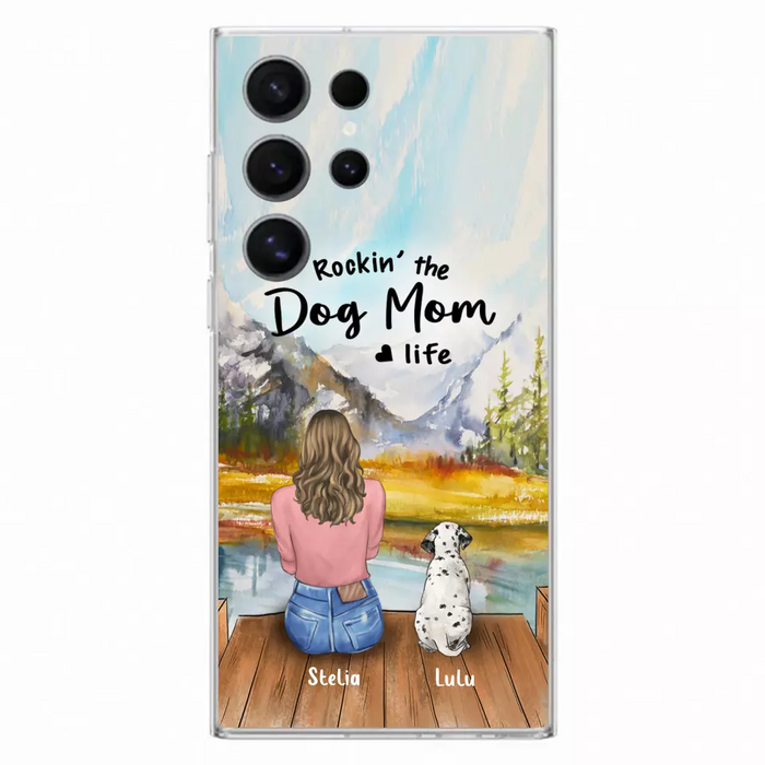 Custom Personalized Dog Mom Phone Case - Gifts For Dog Lovers With Upto 4 Dogs - Rockin' The Dog Mom Life - Case For iPhone, Samsung And Xiaomi