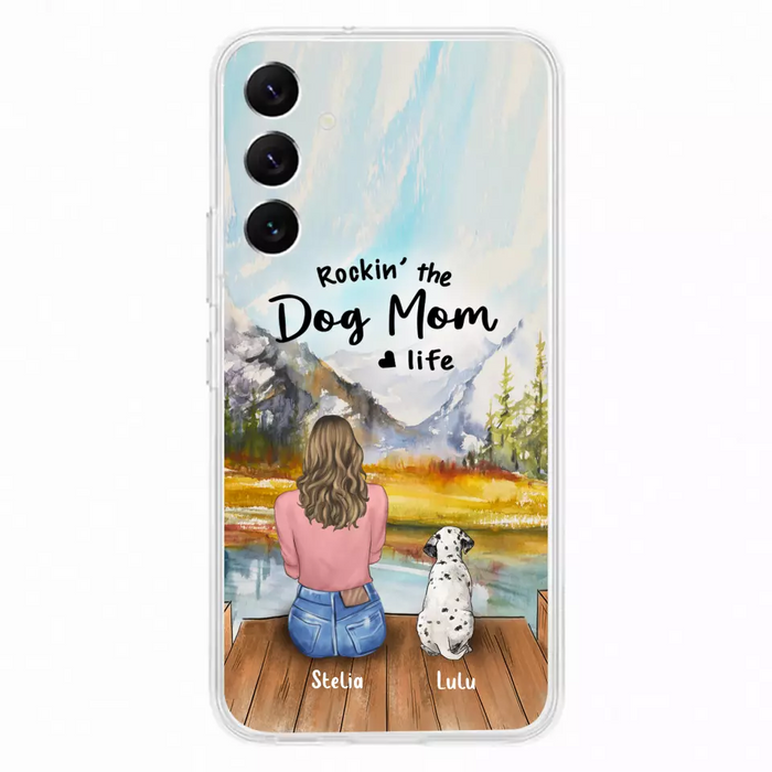 Custom Personalized Dog Mom Phone Case - Gifts For Dog Lovers With Upto 4 Dogs - Rockin' The Dog Mom Life - Case For iPhone, Samsung And Xiaomi