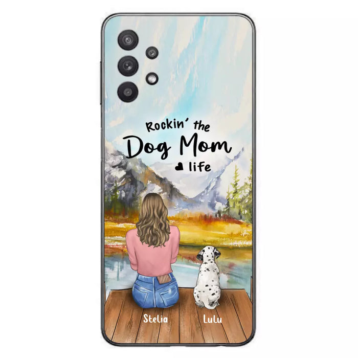 Custom Personalized Dog Mom Phone Case - Gifts For Dog Lovers With Upto 4 Dogs - Rockin' The Dog Mom Life - Case For iPhone, Samsung And Xiaomi