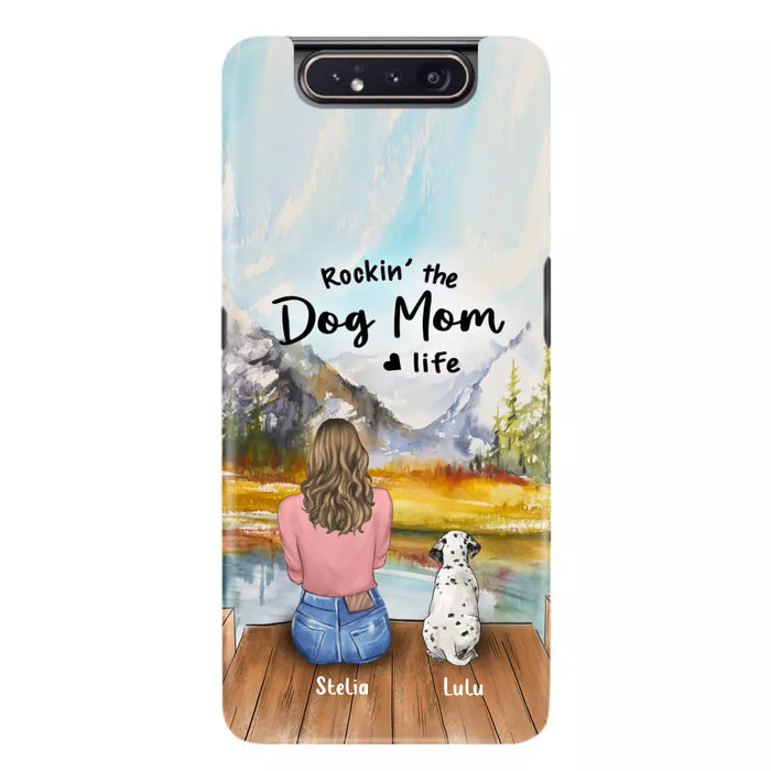 Custom Personalized Dog Mom Phone Case - Gifts For Dog Lovers With Upto 4 Dogs - Rockin' The Dog Mom Life - Case For iPhone, Samsung And Xiaomi