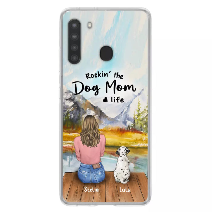 Custom Personalized Dog Mom Phone Case - Gifts For Dog Lovers With Upto 4 Dogs - Rockin' The Dog Mom Life - Case For iPhone, Samsung And Xiaomi