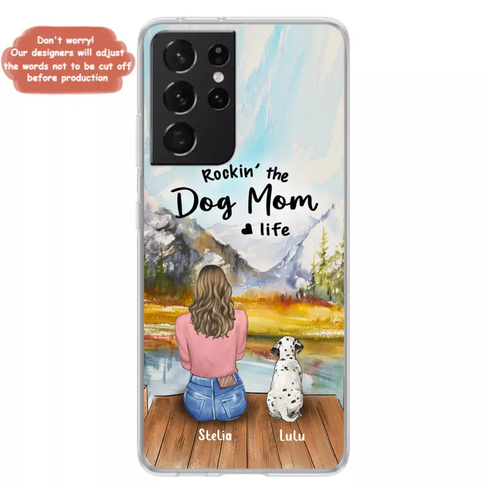 Custom Personalized Dog Mom Phone Case - Gifts For Dog Lovers With Upto 4 Dogs - Rockin' The Dog Mom Life - Case For iPhone, Samsung And Xiaomi