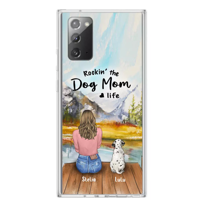 Custom Personalized Dog Mom Phone Case - Gifts For Dog Lovers With Upto 4 Dogs - Rockin' The Dog Mom Life - Case For iPhone, Samsung And Xiaomi