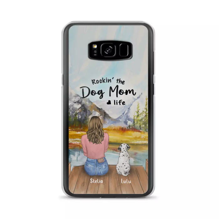 Custom Personalized Dog Mom Phone Case - Gifts For Dog Lovers With Upto 4 Dogs - Rockin' The Dog Mom Life - Case For iPhone, Samsung And Xiaomi