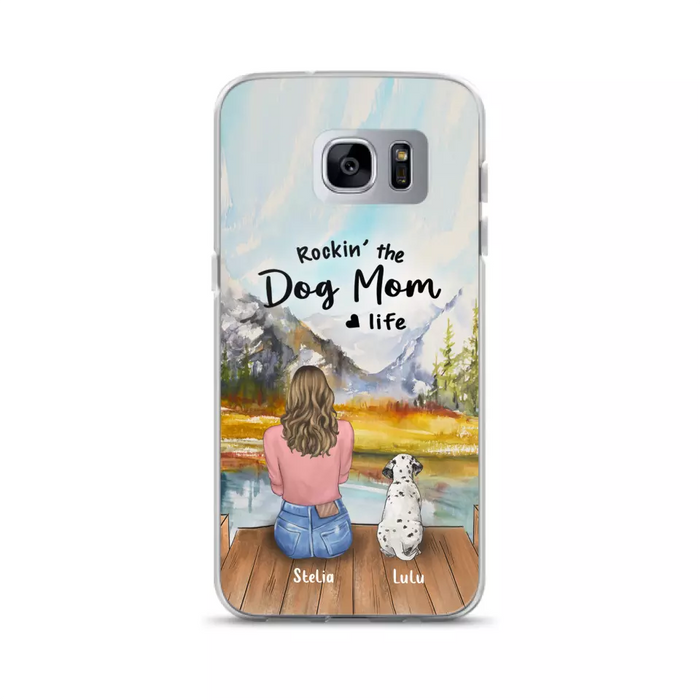 Custom Personalized Dog Mom Phone Case - Gifts For Dog Lovers With Upto 4 Dogs - Rockin' The Dog Mom Life - Case For iPhone, Samsung And Xiaomi