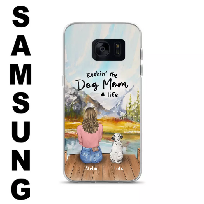 Custom Personalized Dog Mom Phone Case - Gifts For Dog Lovers With Upto 4 Dogs - Rockin' The Dog Mom Life - Case For iPhone, Samsung And Xiaomi