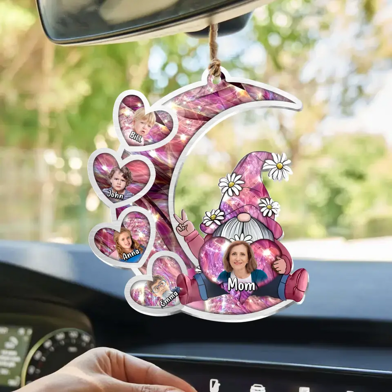 Personalized Sparkling Grandma Nana With Sweet Heart Kids Acrylic Car Ornament - Gift Idea To Grandma/Mother - Up to 5 Kids - Upload Photo